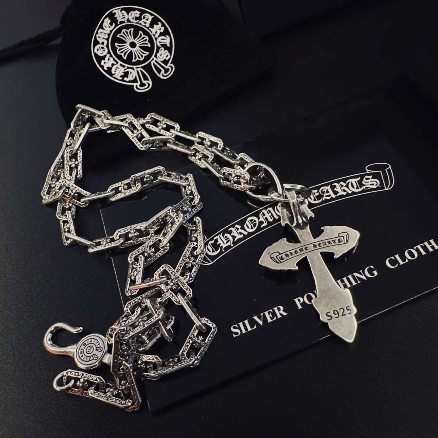 Chrome Hearts Silver Cross Pendant Necklace